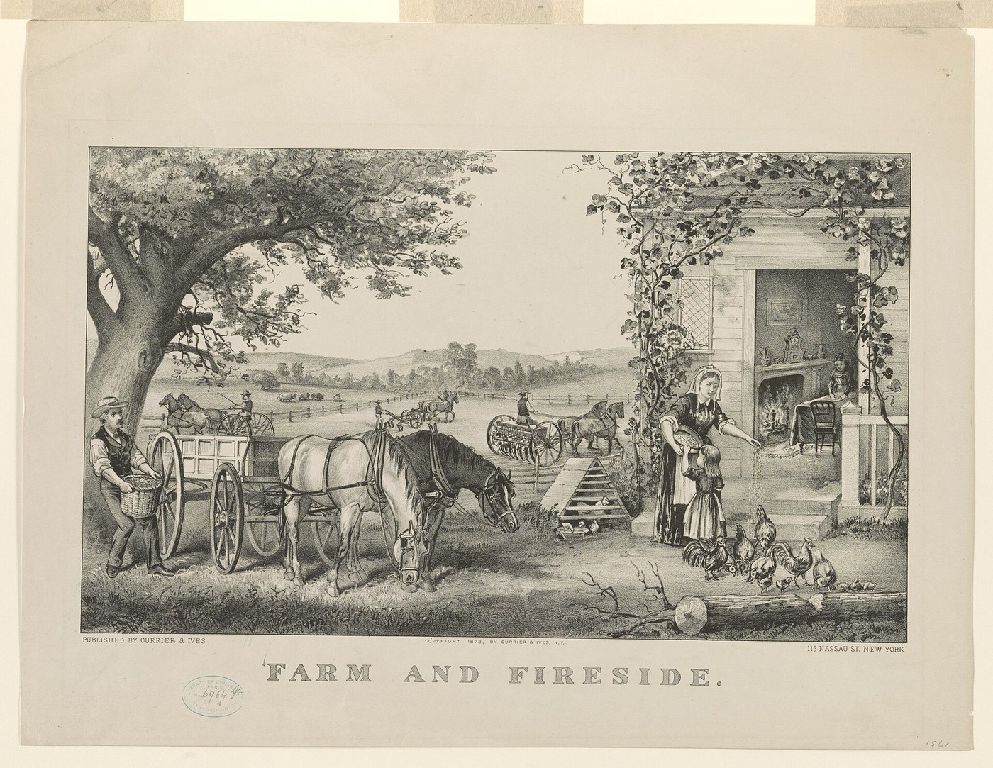 “Farm and Fireside,” an 1878 lithograph of a family evening at home. It is not the Smith family.