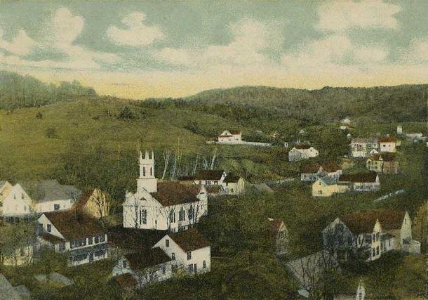 Gilsum, New Hampshire, where Solomon Mack spent the winter of 1810–11, in a bird’s-eye view of about 1908.