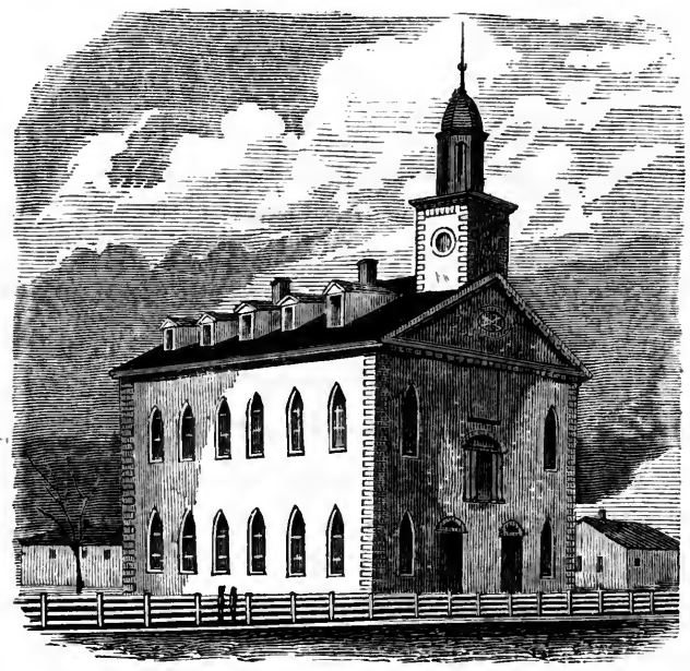 The Kirtland Temple in an engraving published in 1873, decades after the Saints left Ohio.