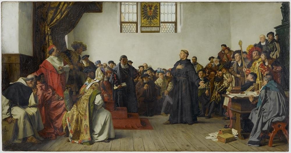 Martin Luther before Emperor Charles V at the Diet of Worms, April 1521, as imagined by a nineteenth-century painter.