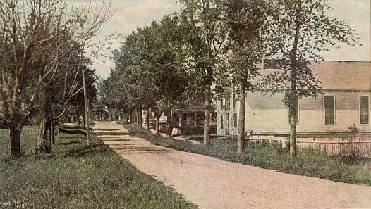 Main Street in Marlow, New Hampshire, photographed in 1907. Solomon and Lydia Mack moved to Marlow in 1761.
