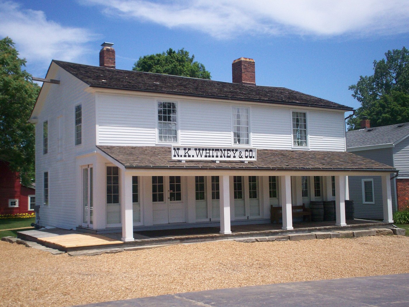 The Newel K. Whitney store in Kirtland, Ohio, restored (photographed 2009).